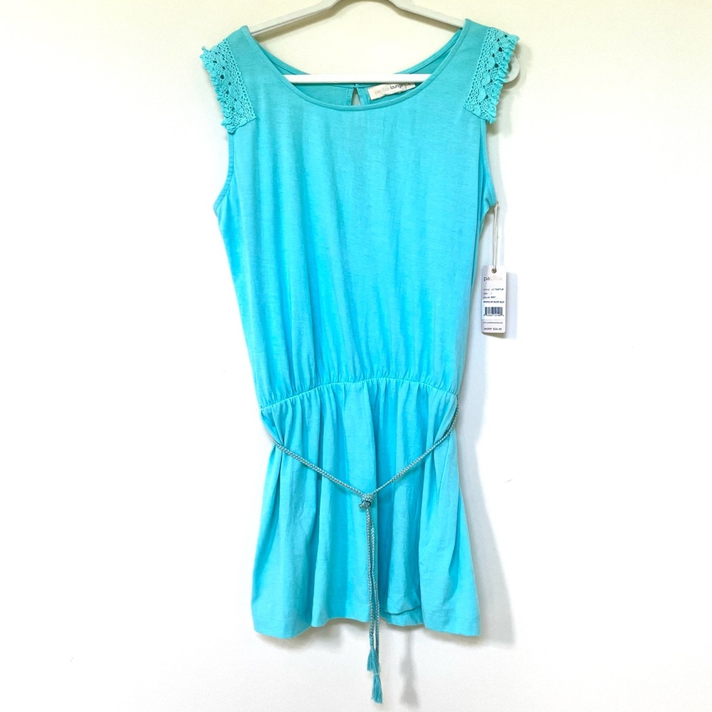 Beach Cover up by Pacifica Lounge ~ Aqua ~ Crochet Detail ~ Size Large ~ NWT